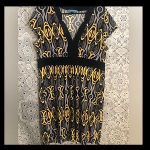 Abstract print empire waist midi dress